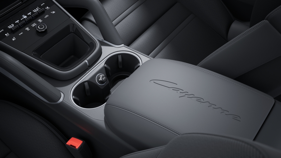 Model logo embossed on centre console armrest