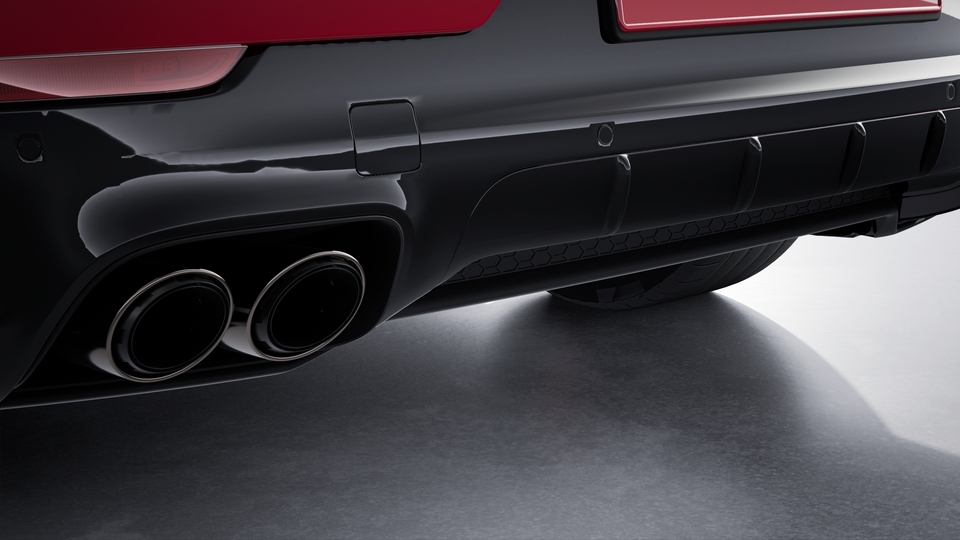Sports exhaust system including sports tailpipes in Dark Bronze