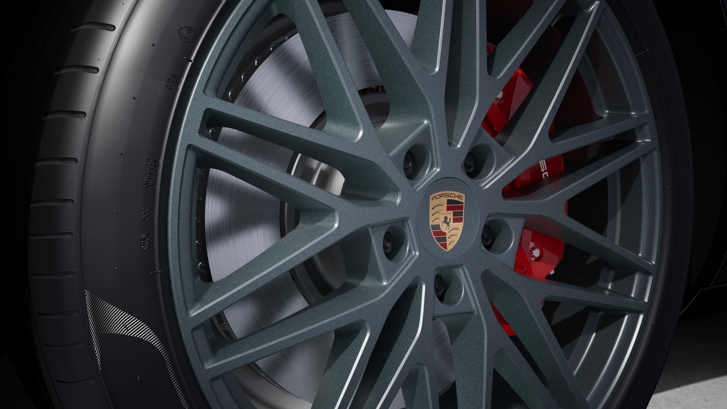 Wheel centre caps with full-colour Porsche crest