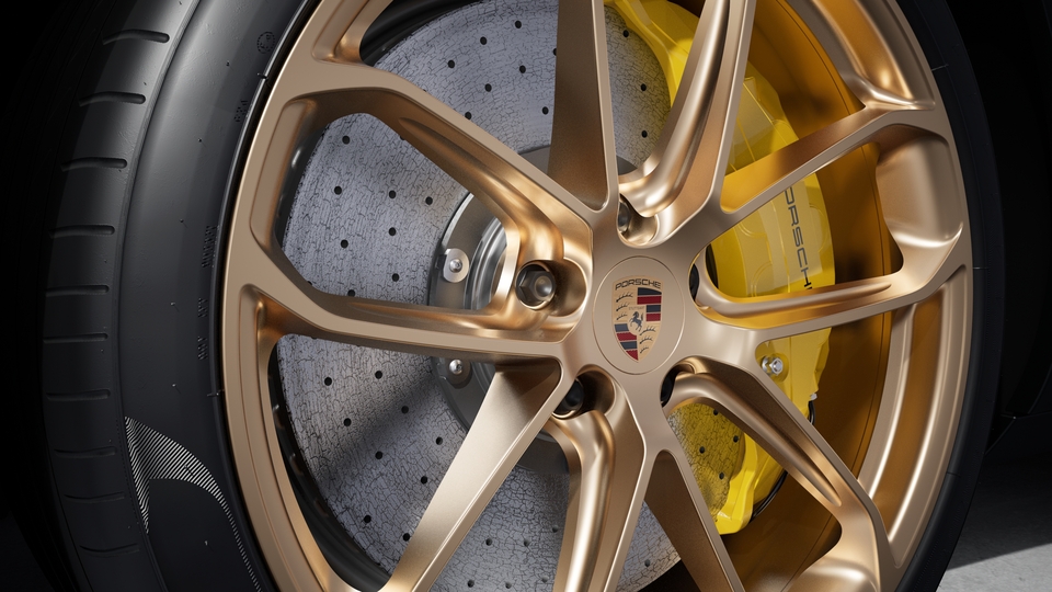 Wheel centre caps with full-colour Porsche crest