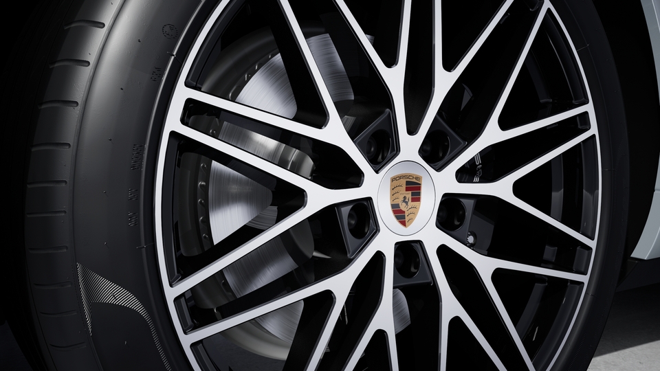 Wheel centre caps with full-colour Porsche crest