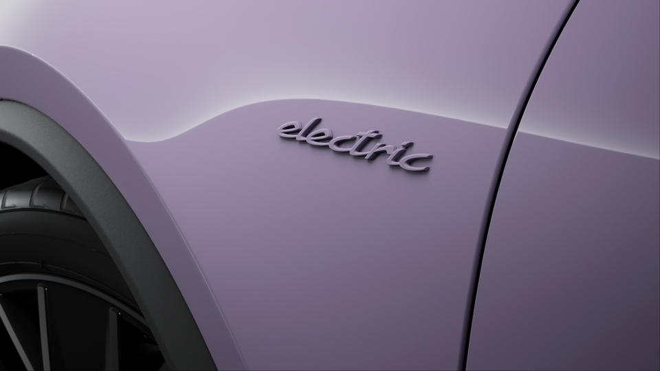 Model designation and 'electric' logo at the side painted in exterior colour