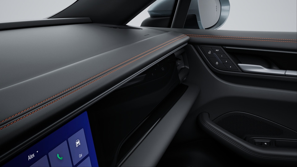 Interior trim package dashboard and upper section of door trims with decorative stitching in contrasting colour