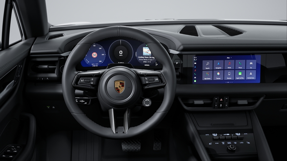 Heated multifunction GT Sports steering wheel leather with inlay in carbon