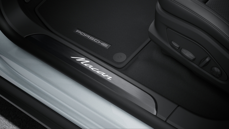 Door sill guards brushed aluminium black, illuminated