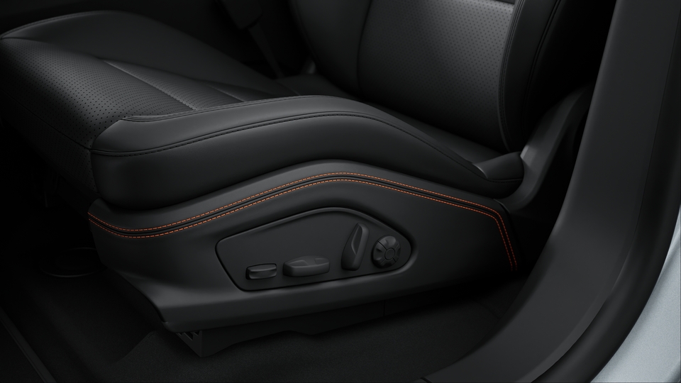 Seat consoles leather with coloured decorative stitching | Black