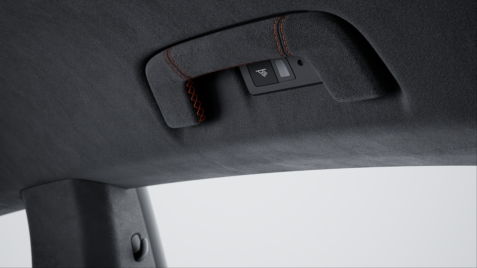 Roof lining grab handles Race-Tex with coloured decorative stitching | Crayon