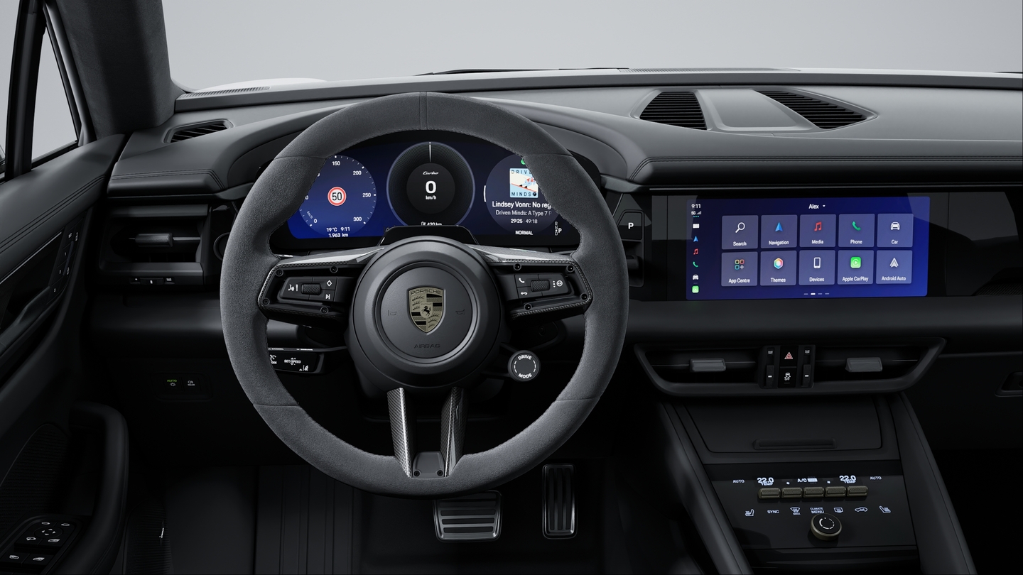 带碳纤维嵌件的 Race-Tex 面料加热式多功能 GT 运动型方向盘