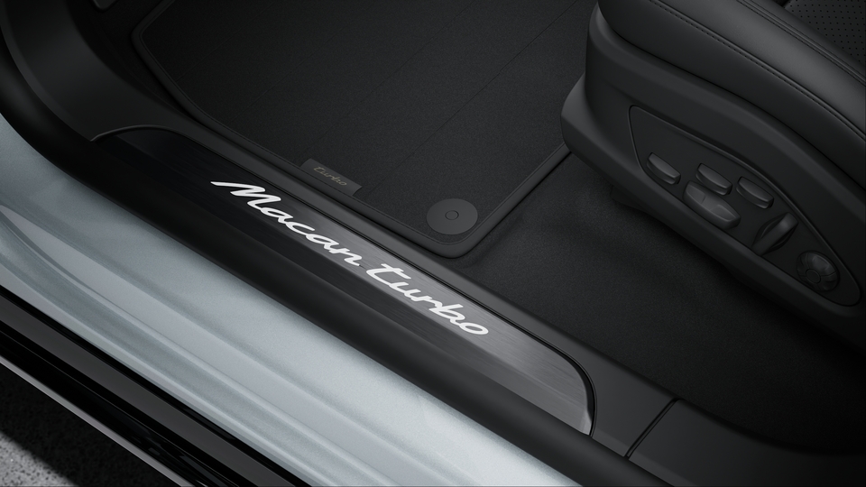 Door sill guards brushed aluminium black, illuminated