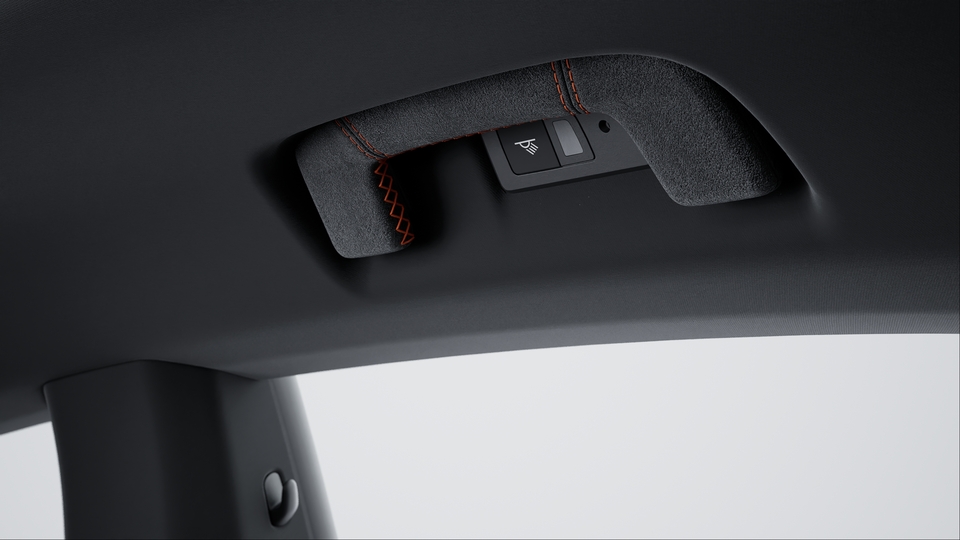 Roof lining grab handles Race-Tex with coloured decorative stitching
