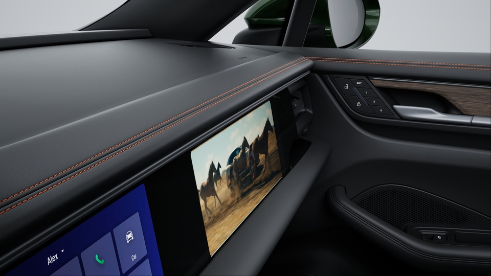 Interior trim package dashboard and upper section of door trims with decorative stitching in contrasting colour