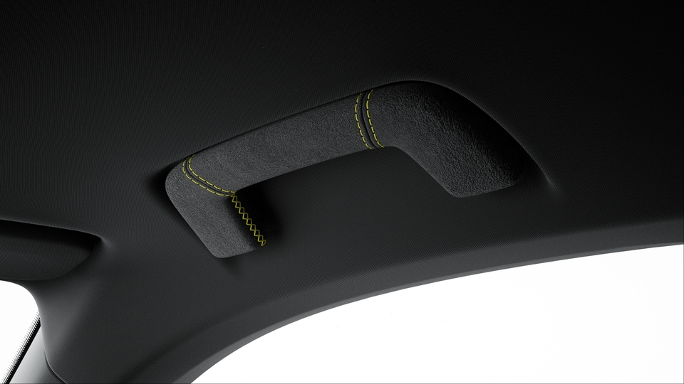 Roof Lining Grab Handles Race-Tex with coloured decorative Stitching | GT Silver