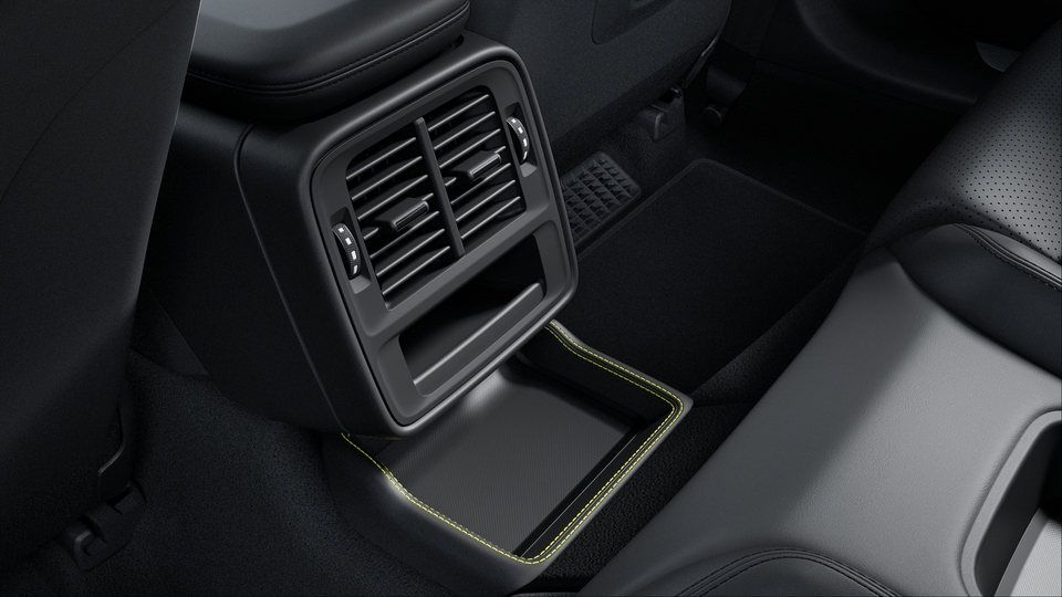 Storage Tray Middle Tunnel in Rear Leather with coloured decorative Stitching