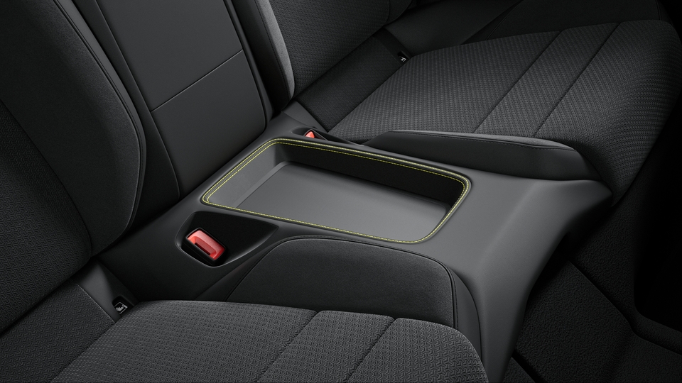 Storage Tray Rear Seats Leather with coloured decorative Stitching
