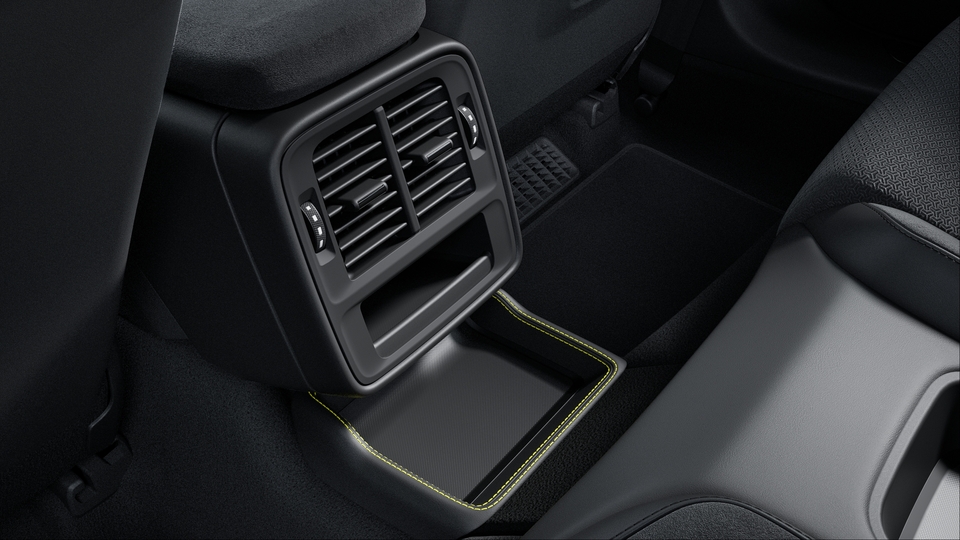 Storage Tray Middle Tunnel in Rear Leather with coloured decorative Stitching