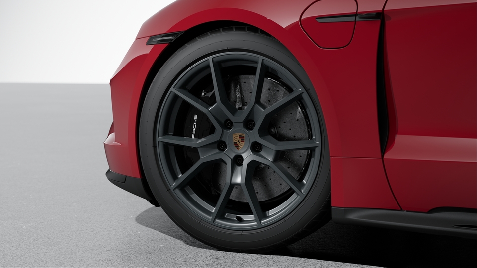 Porsche Ceramic Composite Brake (PCCB) with Brake Calipers painted in Black (high-gloss)