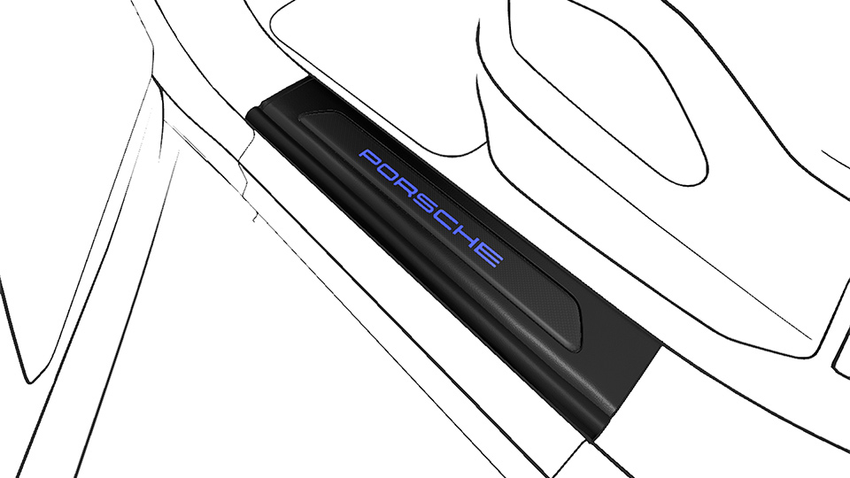 带照明的哑光碳纤维定制车门槛护板