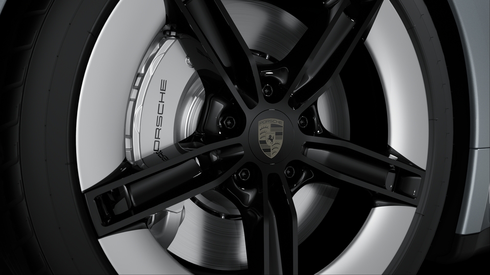 Wheel centre caps with Porsche crest in Turbonite
