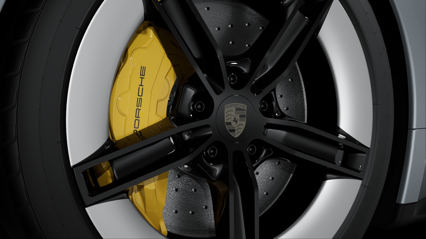 Wheel centre caps with Porsche crest in Turbonite