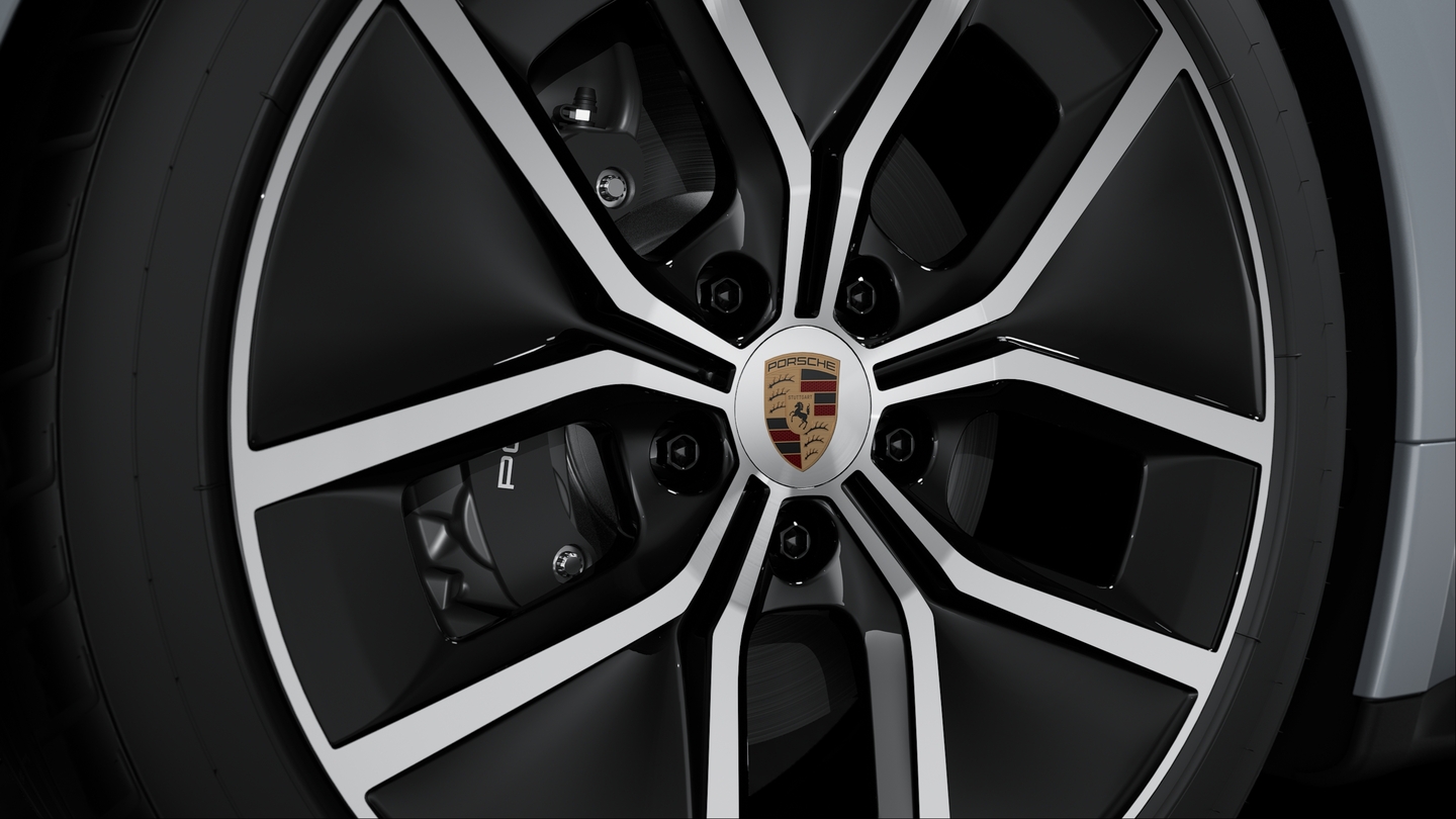 Wheel centre caps with full-colour Porsche crest