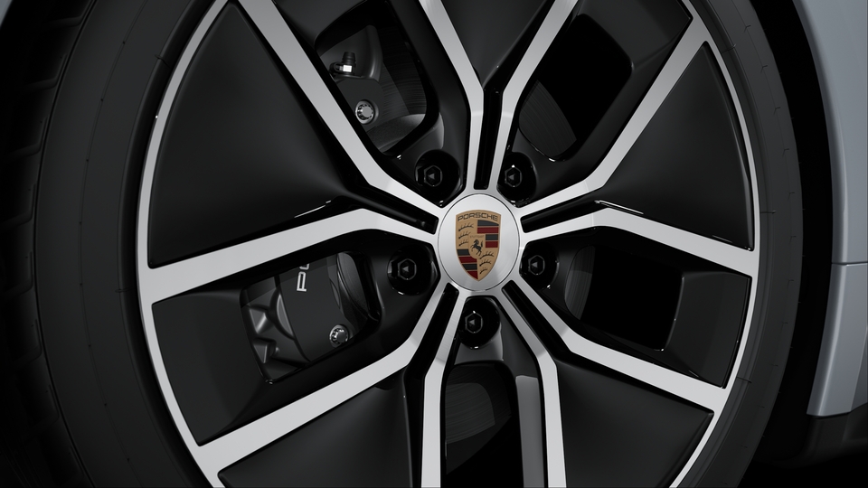 Wheel centre caps with full-colour Porsche crest