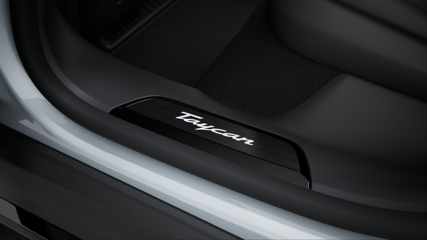 Door Sill Guards brushed Aluminium in Black, illuminated