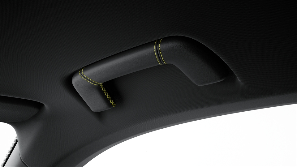 Roof Lining Grab Handles Leather with coloured decorative Stitching