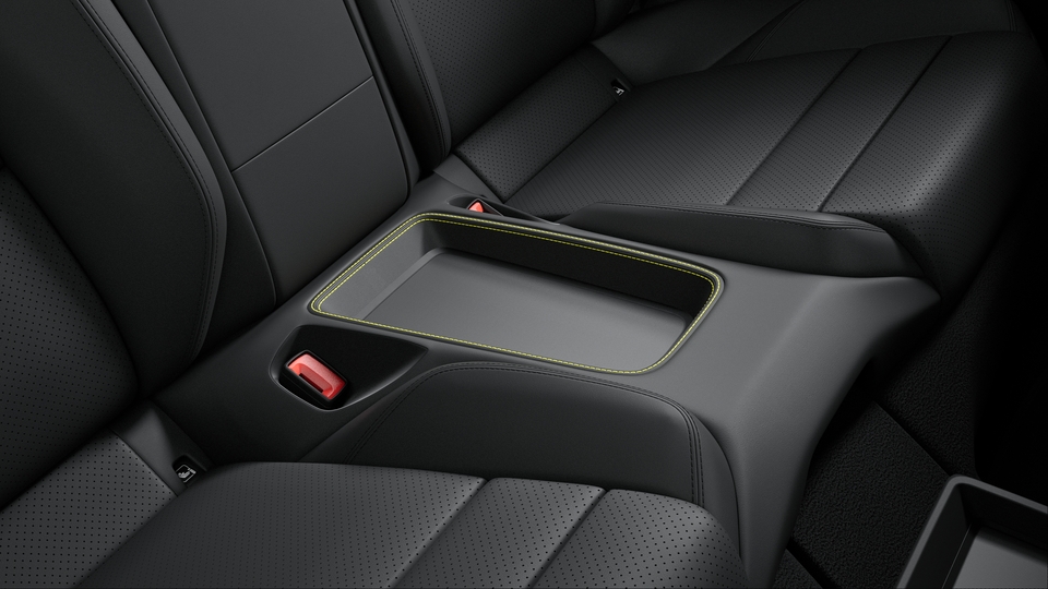 Storage Tray Rear Seats Leather with coloured decorative Stitching