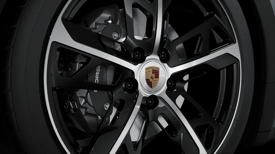 Wheel centre caps with full-colour Porsche crest