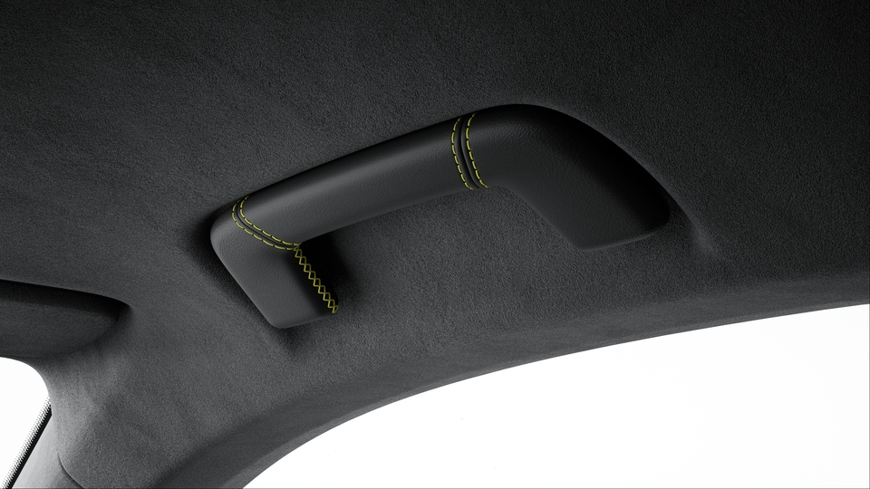 Roof Lining Grab Handles Leather with coloured decorative Stitching