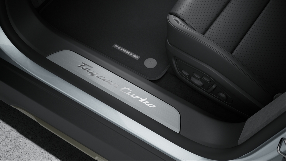 Door sill guards brushed aluminium Silver coloured