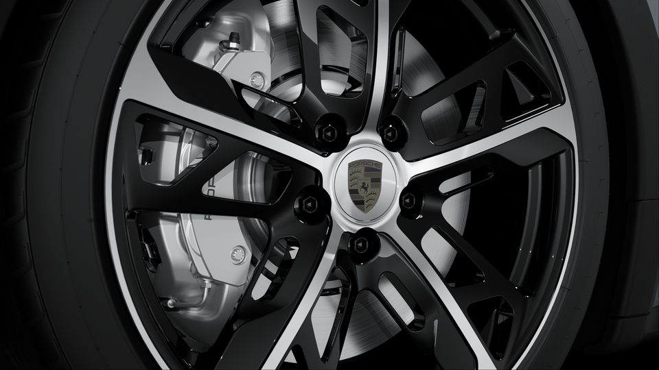 Wheel centre caps with Porsche crest in Turbonite