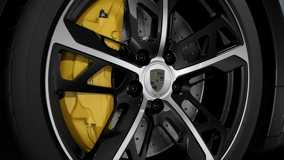 Wheel centre caps with Porsche crest in Turbonite