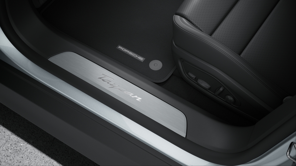 Door sill guards brushed aluminium Silver coloured