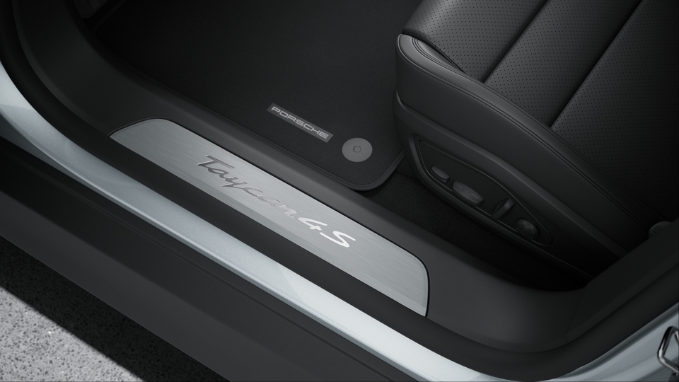 Door sill guards brushed aluminium Silver coloured