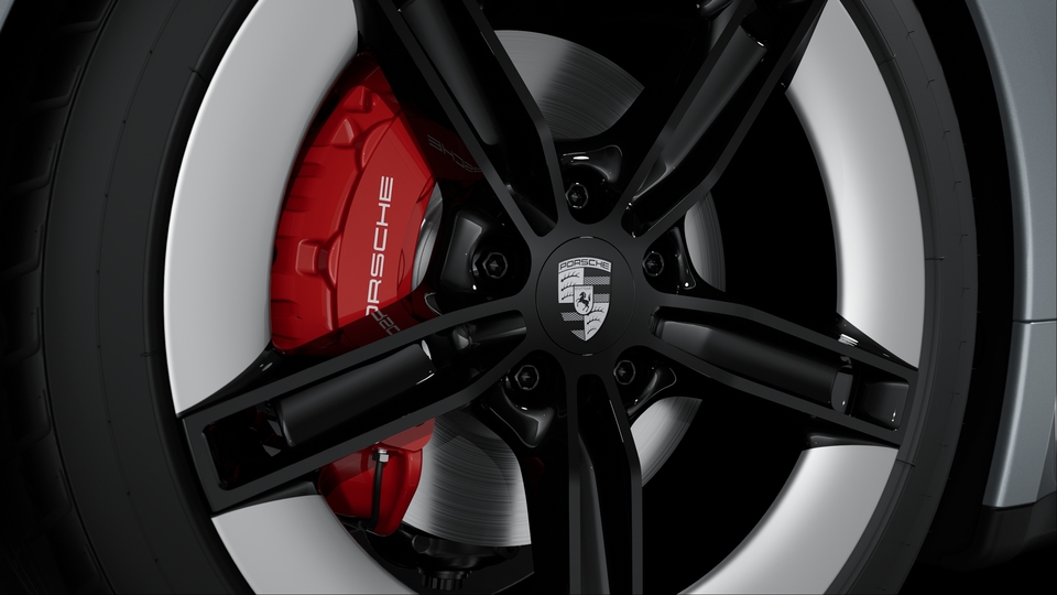Wheel centre caps with monochrome Porsche crest