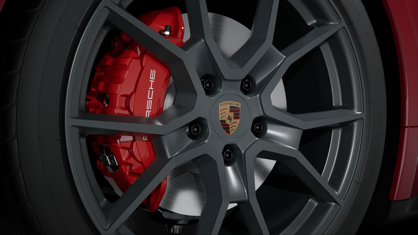 Wheel centre caps with full-colour Porsche crest