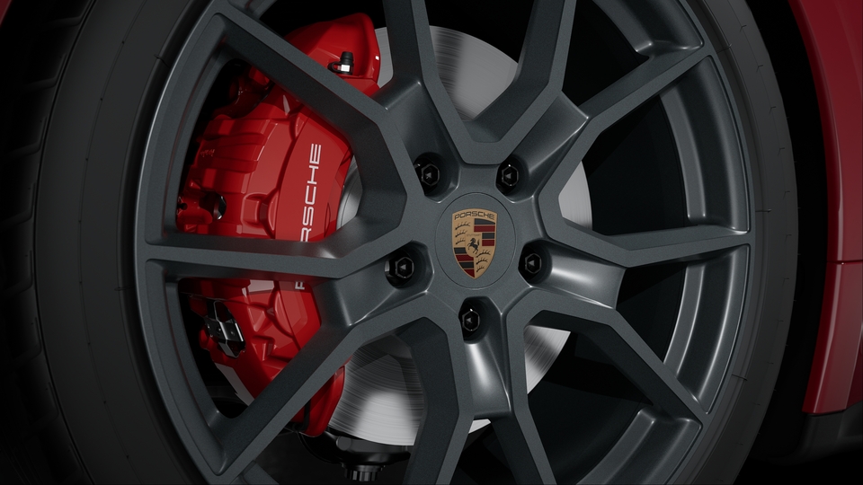 Wheel centre caps with full-colour Porsche crest
