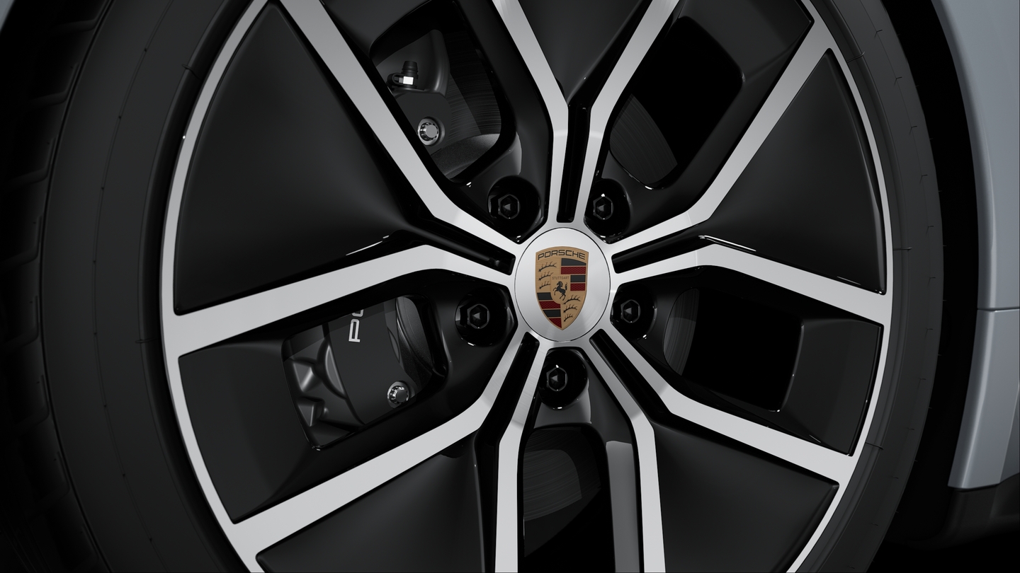 Wheel centre caps with full-colour Porsche crest