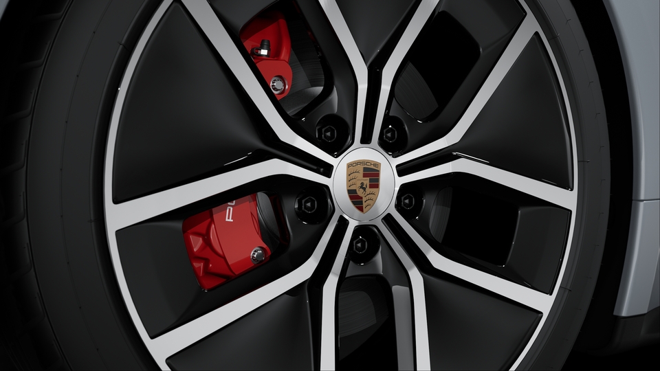 Wheel centre caps with full-colour Porsche crest