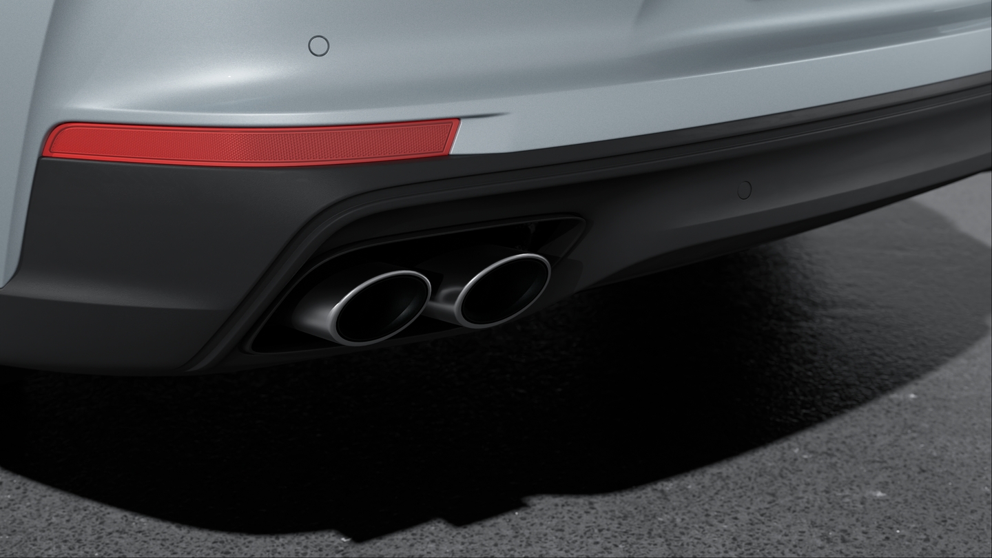 Sports exhaust system including sports tailpipes in Silver