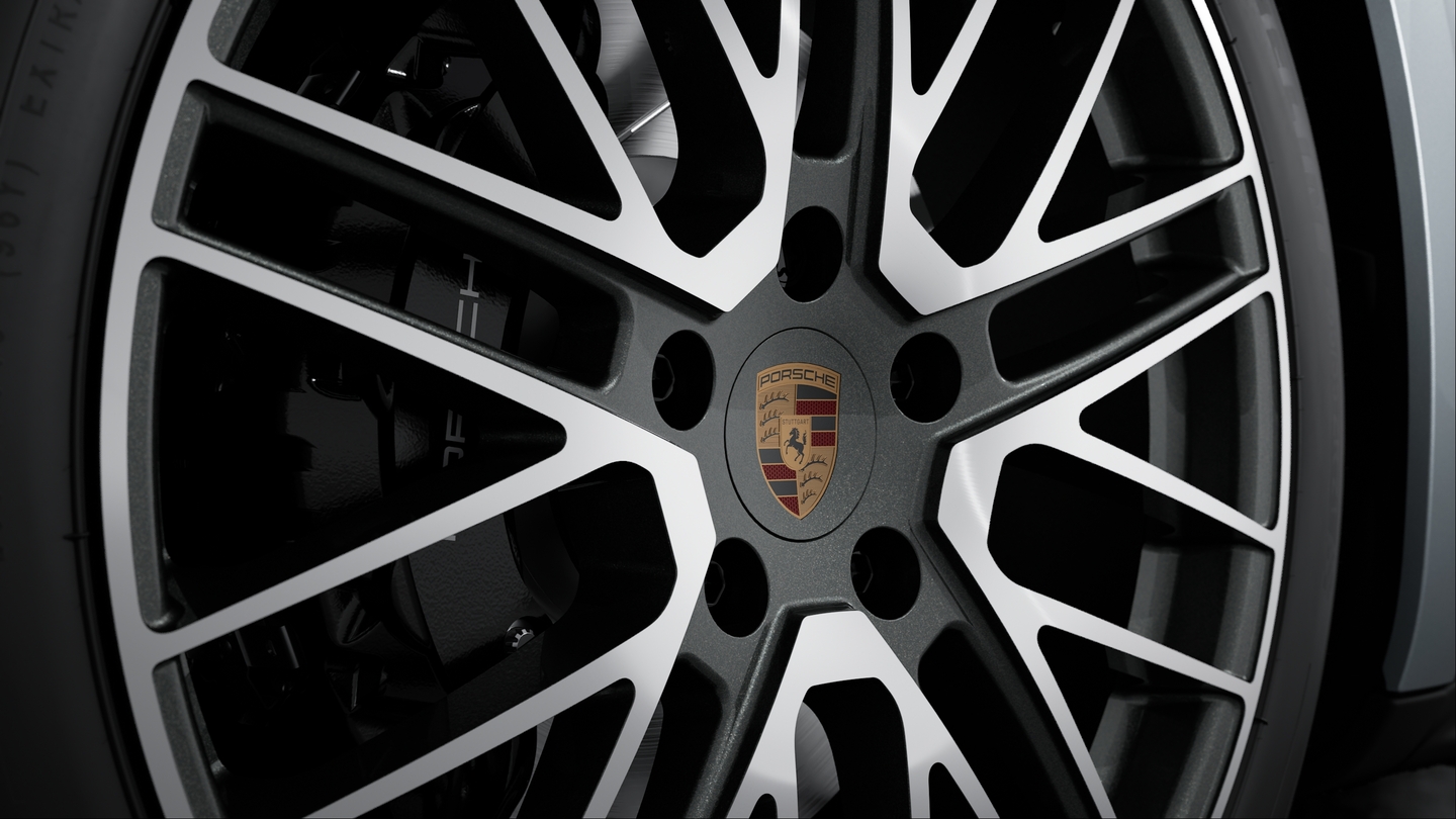 Wheel centre caps with full-colour Porsche crest