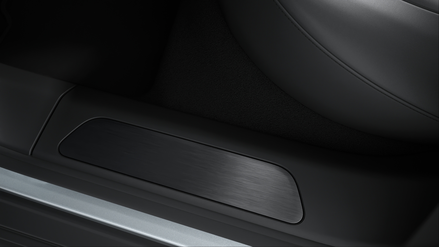 Door sill guards brushed aluminium in Black, illuminated