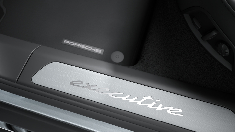 Door sill guards in aluminium with model designation