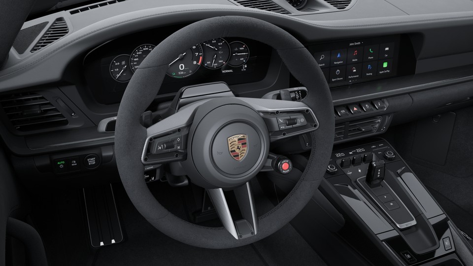 带哑光碳纤维饰板的 Race-Tex 面料加热式 GT 运动型方向盘