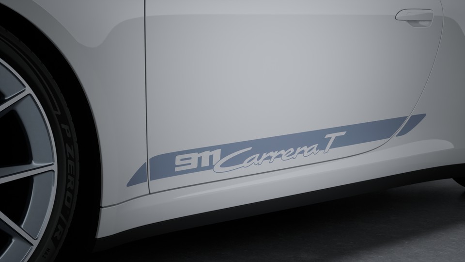 ‘911 Carrera T’ decorative side logo in Vanadium Grey