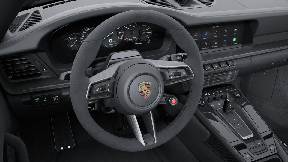 带哑光碳纤维饰板的 Race-Tex 面料加热式 GT 运动型方向盘