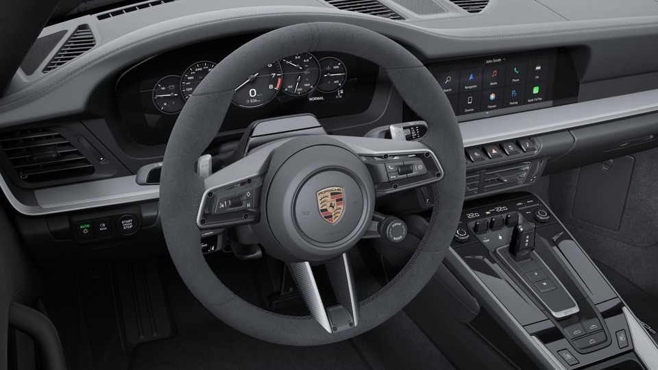 带哑光碳纤维饰板的 Race-Tex 面料加热式 GT 运动型方向盘