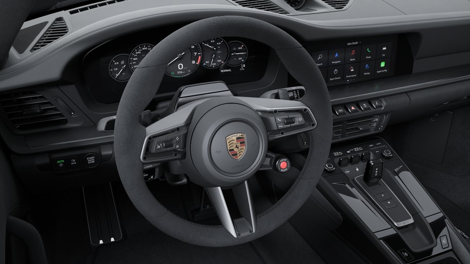 带哑光碳纤维饰板的 Race-Tex 面料加热式 GT 运动型方向盘