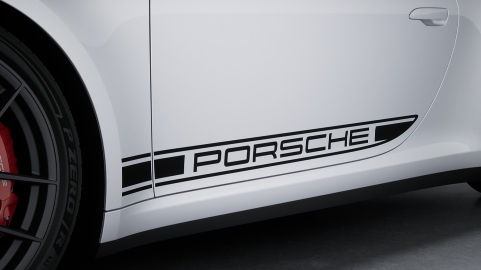 Decorative side logo 'PORSCHE' black